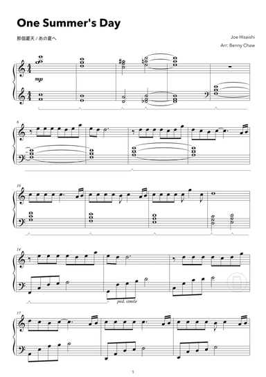 One Summer's Day (arr. Benny Chaw)