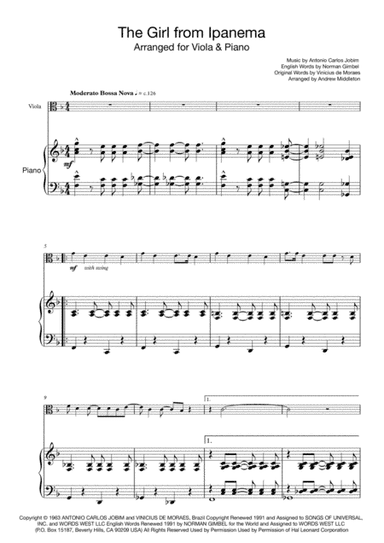 The Girl From Ipanema (Garota De Ipanema) (arr. Andrew Middleton)