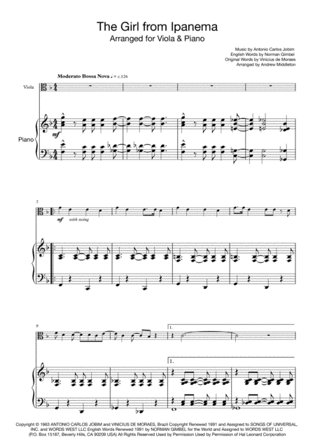 The Girl From Ipanema (Garota De Ipanema) (arr. Andrew Middleton)