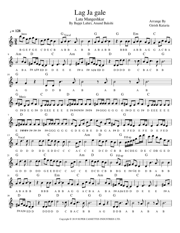 Lag Ja Gale (arr. Girish Kataria)