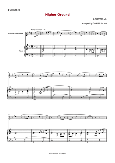 Higher Ground, Gospel Hymn for Baritone Saxophone and Piano (arr. David McKeown)