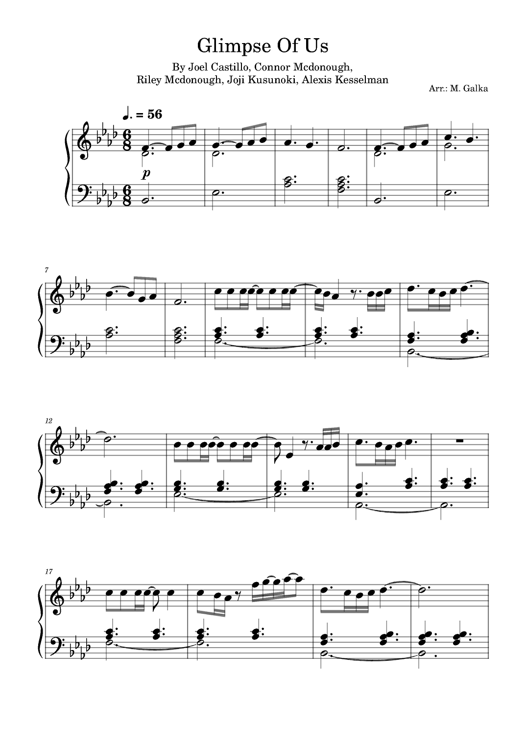 Glimpse Of Us (arr. M. Galka)