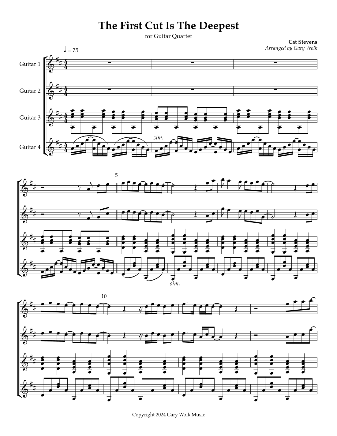 The First Cut Is The Deepest (arr. Gary Wolk)