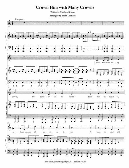Crown Him with Many Crowns Medium Voice and Piano (arr. Brian Lockard)