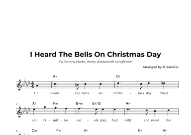I Heard The Bells On Christmas Day (Key of A-Flat Major) (arr. R. Salvario)