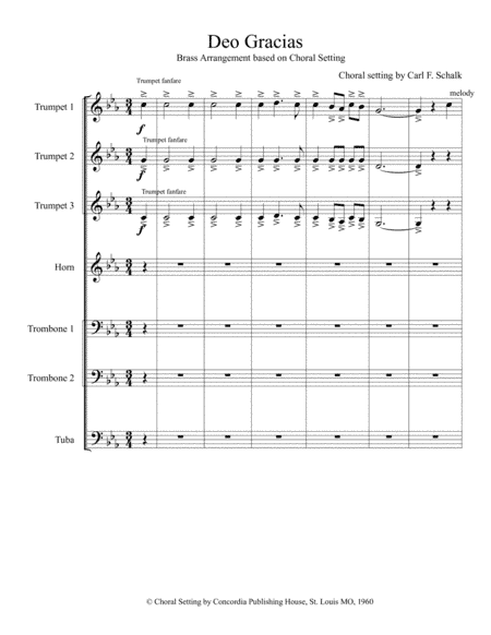 Deo Gtacias - for Brass Ensemble (arr. Ronald F. Schardt)