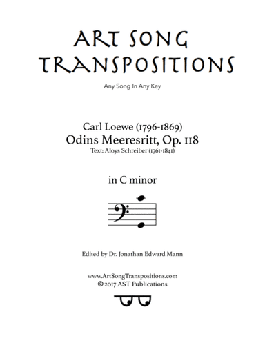 LOEWE: Odins Meeresritt, Op. 118 (transposed to C minor, bass clef) (arr. ArtSongTranspositions.com)