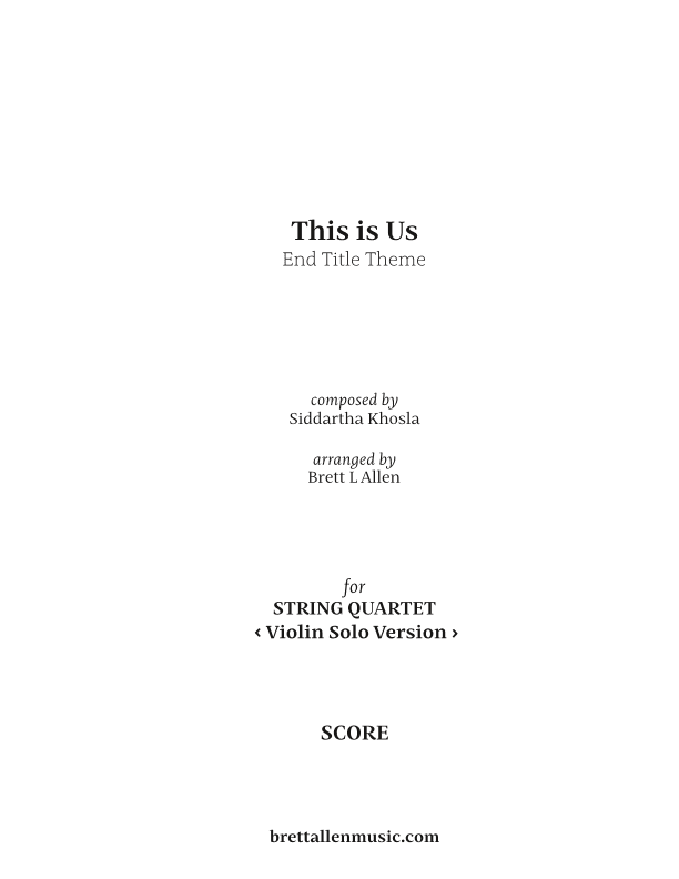 This Is Us End Title Theme (arr. Brett L Allen)