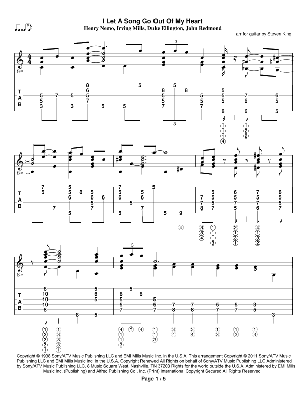 I Let A Song Go Out Of My Heart (arr. Steven King)