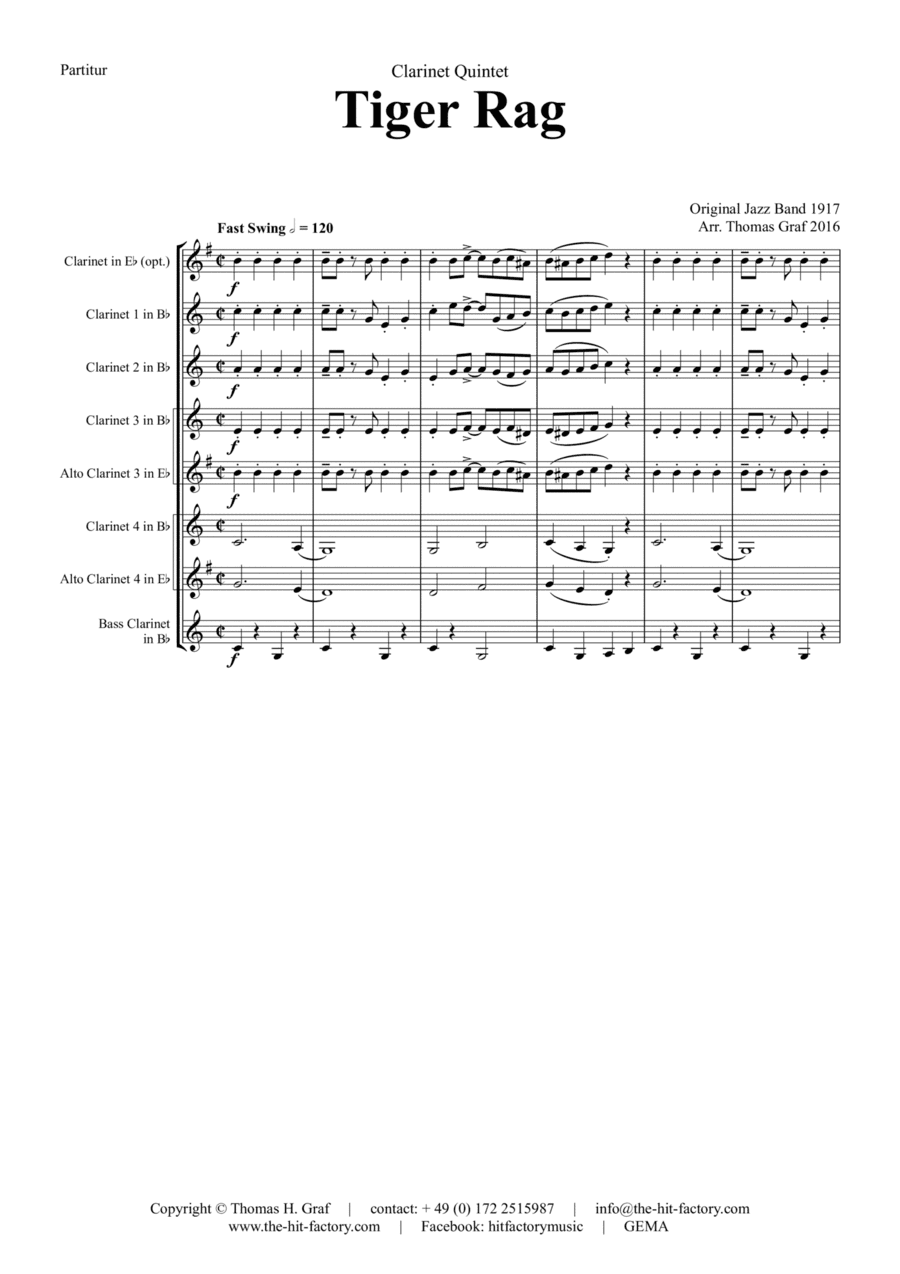 Tiger Rag - Jazz Classic - Clarinet Quintet (arr. Thomas Graf)