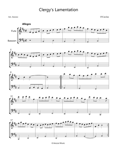 Clergy's Lamentation - Flute and Bassoon (arr. Arezzo Music)