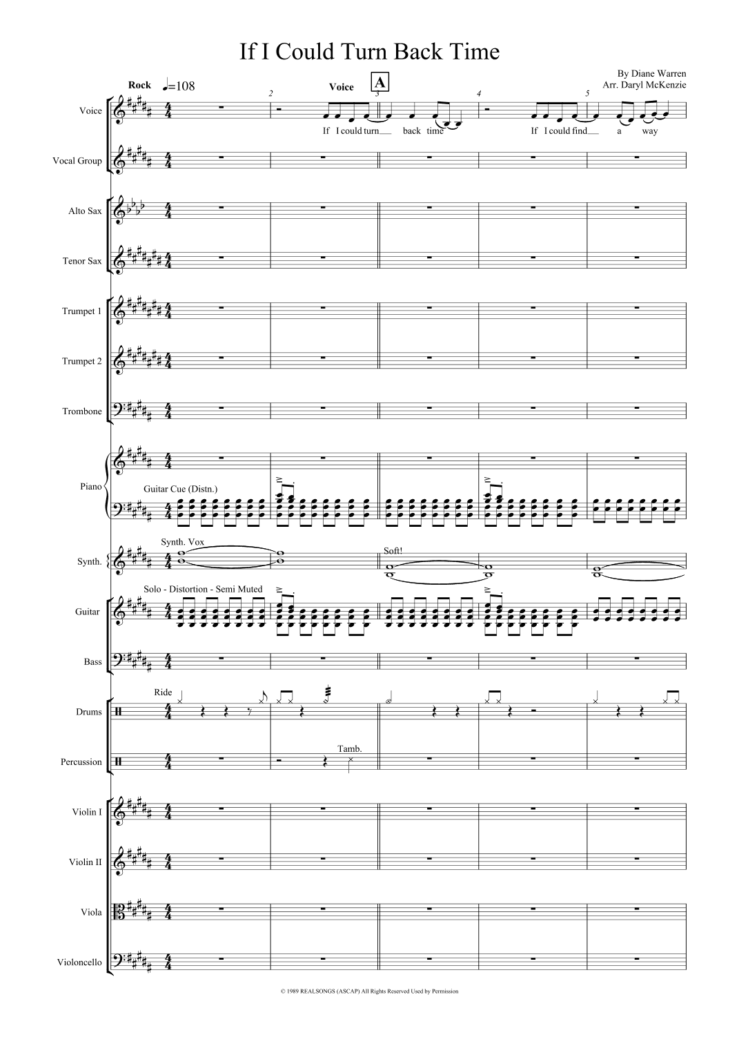 If I Could Turn Back Time (arr. Daryl McKenzie)