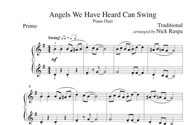 Angels We Have Heard Can Swing (1 piano 4 hands) Primo (arr. Nick Raspa)