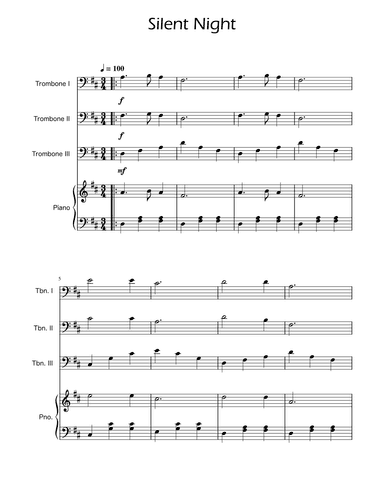 Silent Night - Trombone Trio w/ Piano (arr. Ygor Nunes)