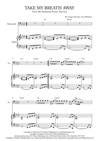 Take My Breath Away (love Theme) (arr. Karen Gueiros)