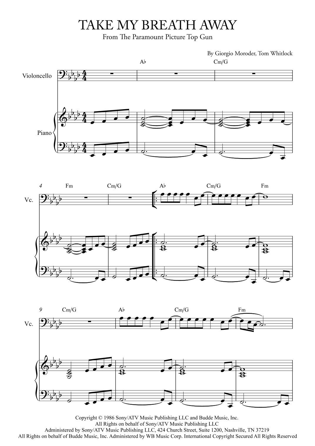 Take My Breath Away (love Theme) (arr. Karen Gueiros)
