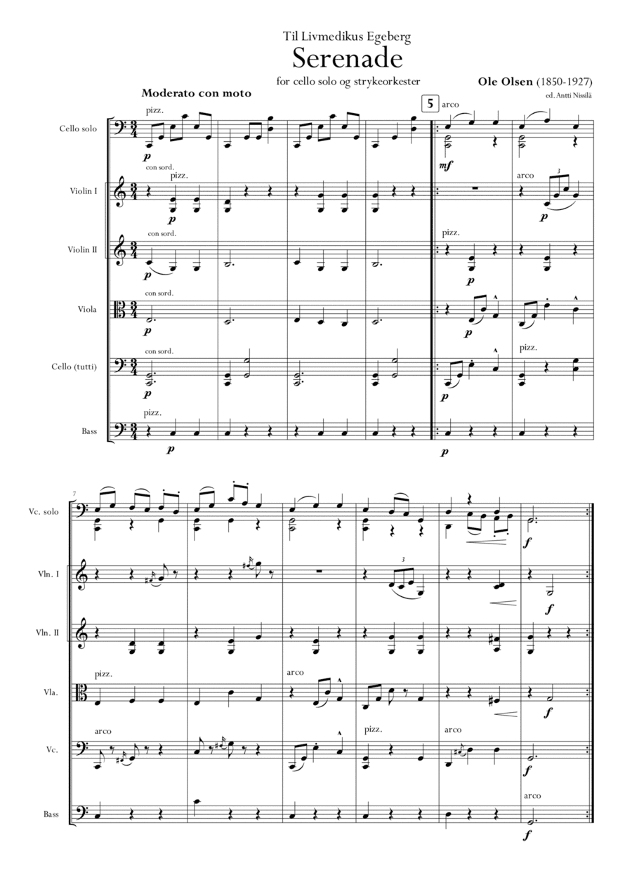 Serenade for cello and strings (by Ole Olsen) (arr. A-Minor Production)