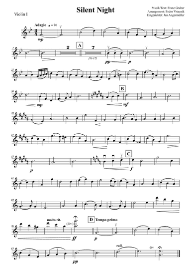 Silent Night / Stille Nacht (Full Orchestra+Solo Vocal) (arr. Jan Angermüller)