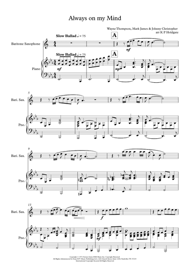 Always On My Mind (arr. Kevin P Holdgate)