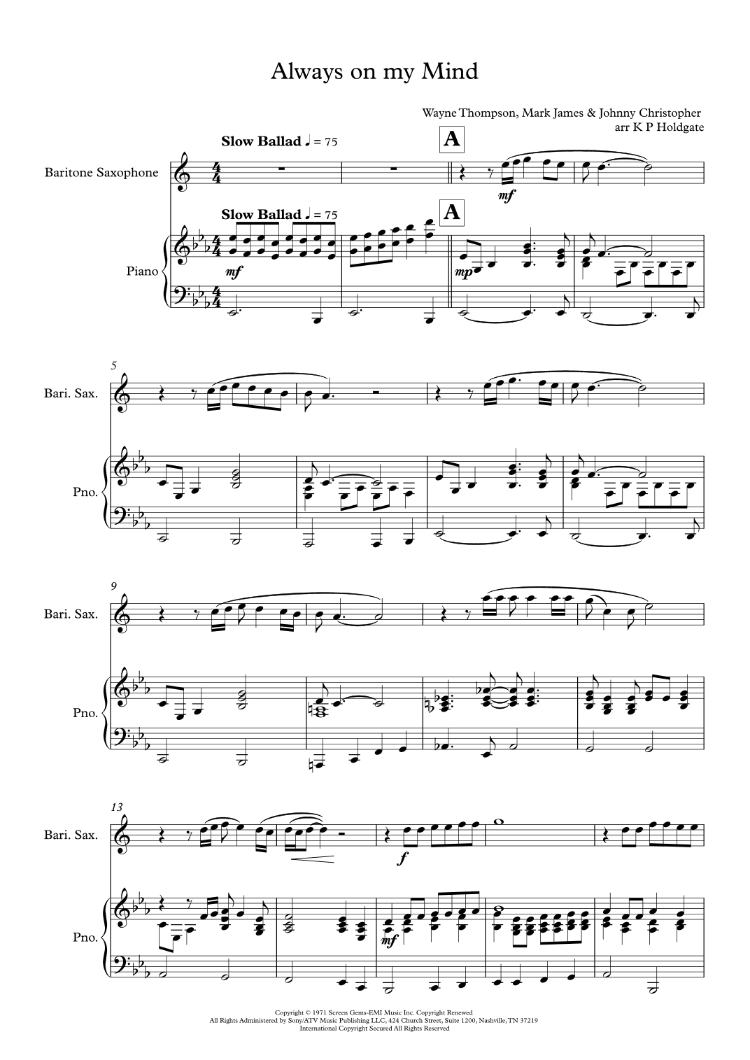 Always On My Mind (arr. Kevin P Holdgate)