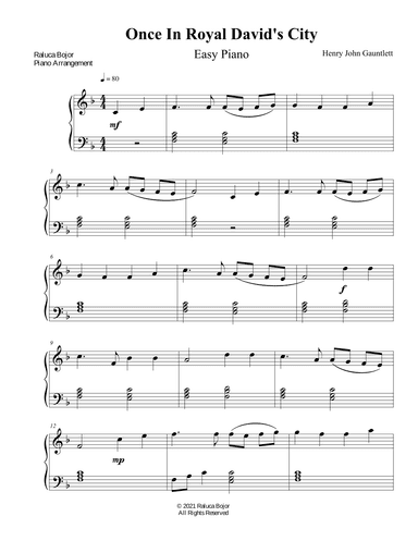 Once In Royal David's City (early intermediate) (arr. Raluca Bojor)