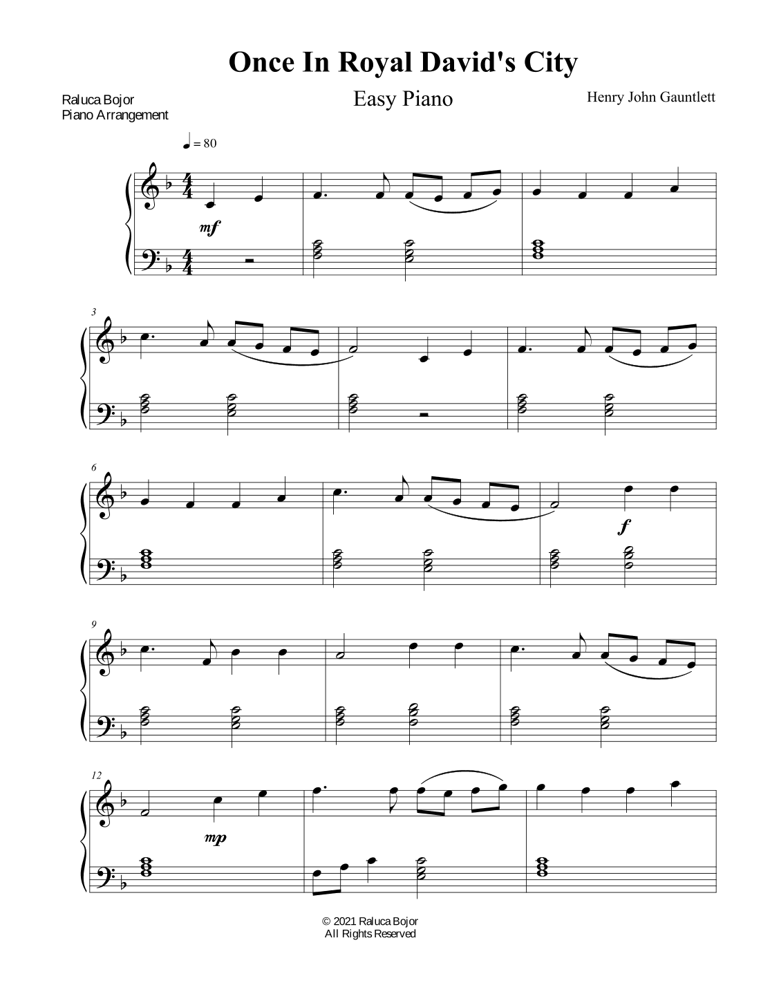 Once In Royal David's City (early intermediate) (arr. Raluca Bojor)