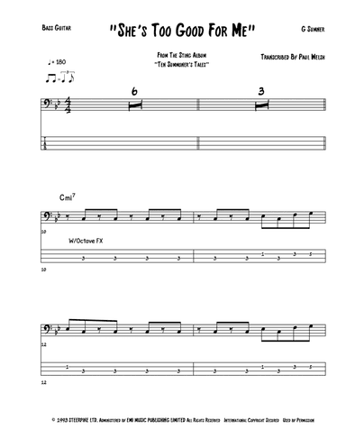 She's Too Good For Me (arr. Accubass)