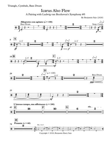 Icarus Also Flew: A Pairing with Beethoven's Symphony #5 - Triangle, Cymbals, Bass Drum