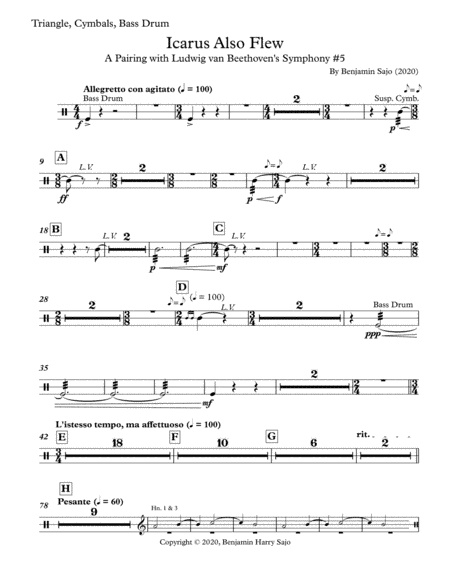 Icarus Also Flew: A Pairing with Beethoven's Symphony #5 - Triangle, Cymbals, Bass Drum