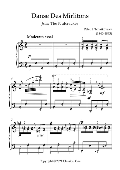 Tchaikovsky - Danse des Mirlitons(With Note name) (arr. MPS)