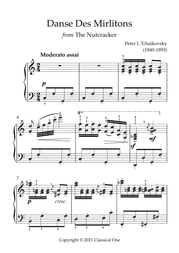 Tchaikovsky - Danse des Mirlitons(With Note name) (arr. MPS)