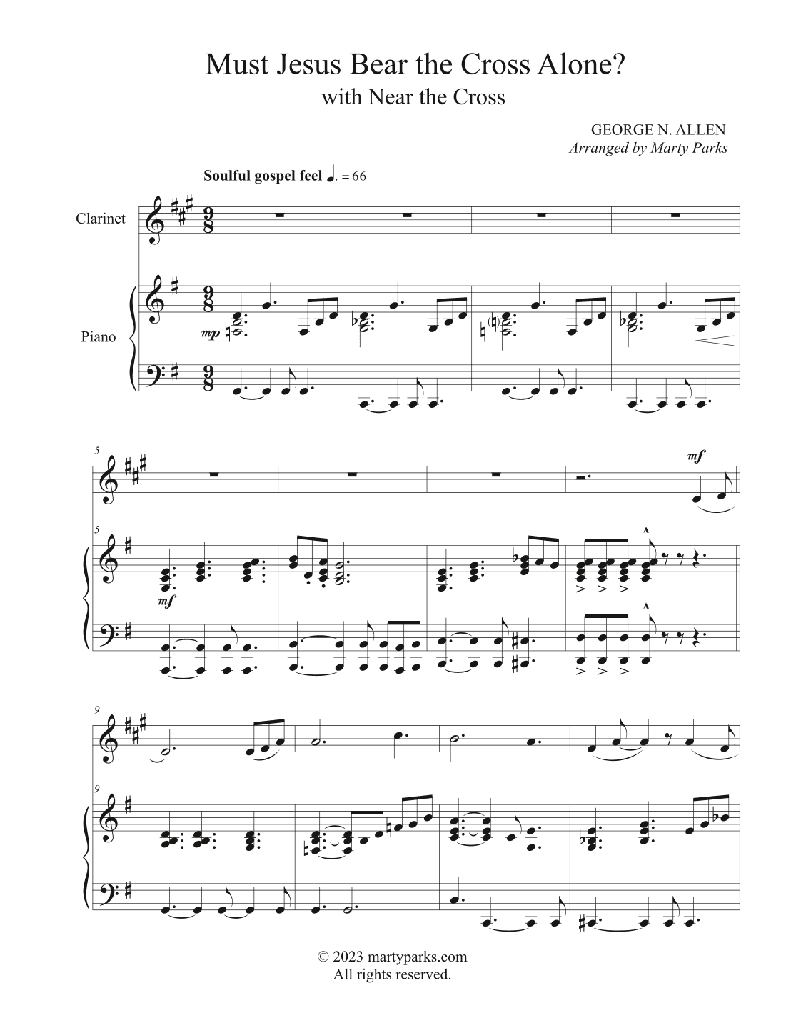 Must Jesus Bear the Cross Alone? (Clarinet-Piano) (arr. Marty Parks)