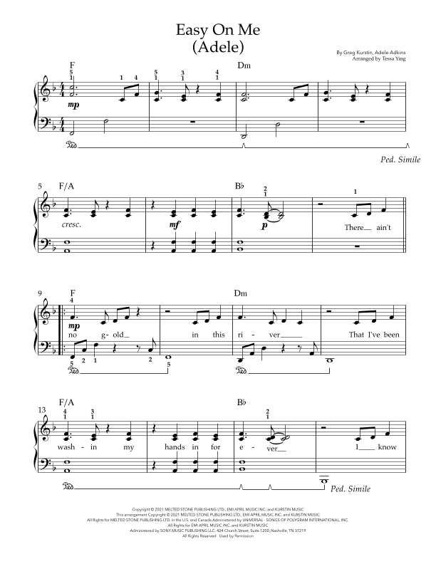 Easy On Me (arr. Tessa Ying)