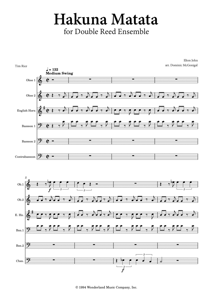 Hakuna Matata (arr. Dominic McGonigal)