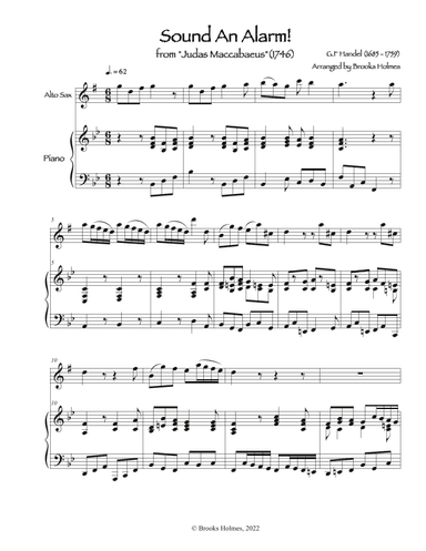 Sound An Alarm - Aria from Judas Maccabaeus - Alto Sax & Piano in Bb (arr. Brooks Holmes)