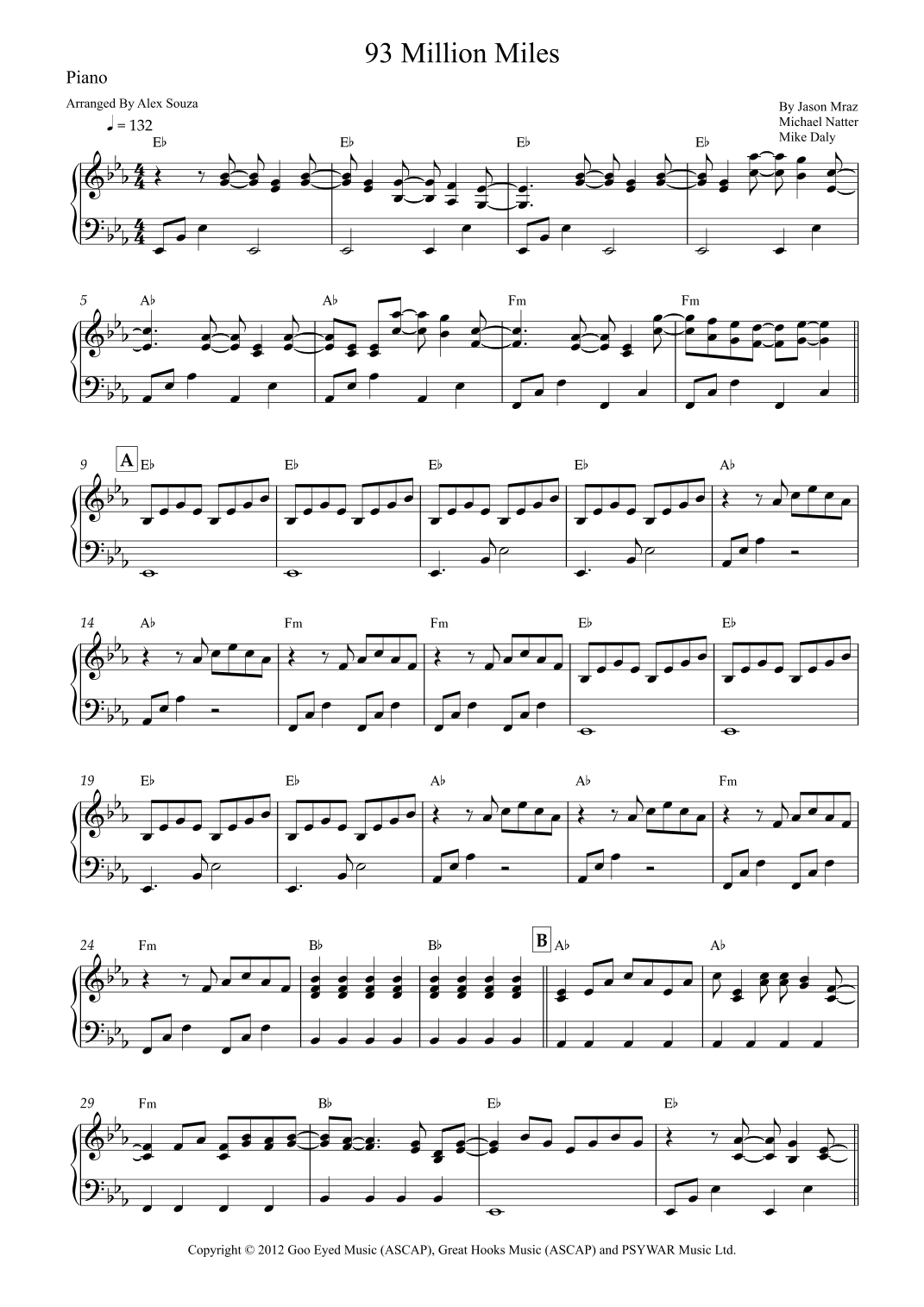 93 Million Miles (arr. Alex Souza)