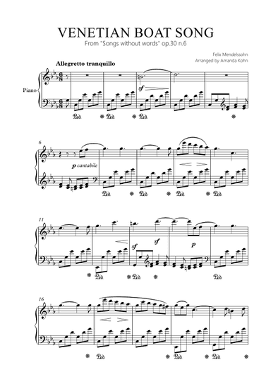 Venetian Boat song  op.30 n.6 (Cm) (arr. Amanda Kohn)