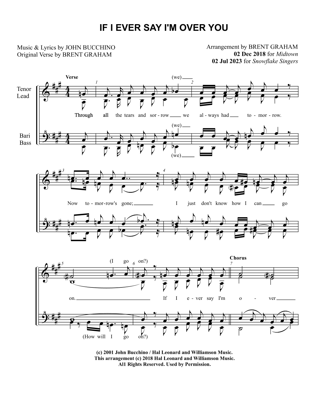 If I Ever Say I'm Over You (arr. Brent Graham)