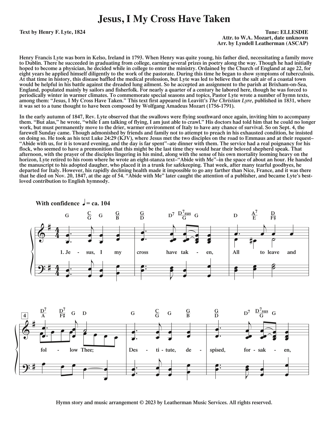 Jesus, I My Cross Have Taken (arr. Lyndell Leatherman)