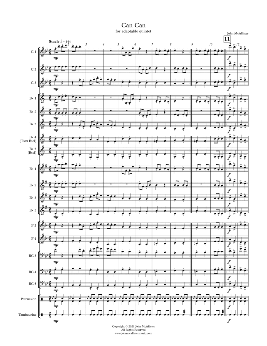 Can Can - for adaptable quintet (arr. John McAllister)