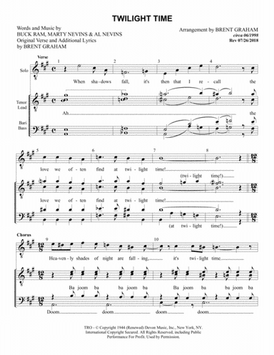 Twilight Time (arr. Brent Graham)