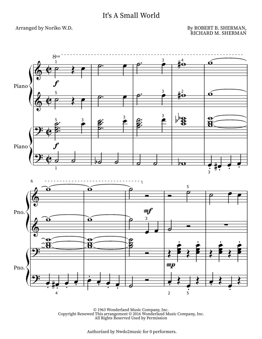 It's A Small World (arr. Noriko W.D.)