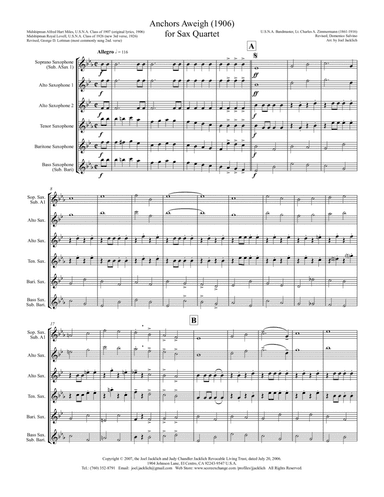 Anchors Aweigh! (Sax Quartet) (arr. Joel Jacklich (ASCAP))