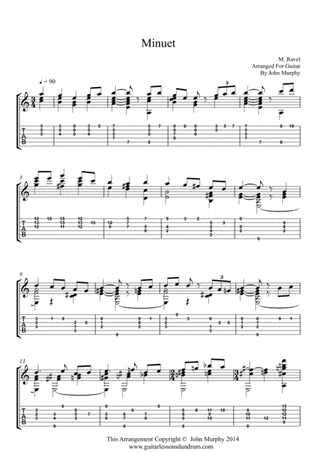 Minuet Ravel For Guitar (arr. John Murphy)
