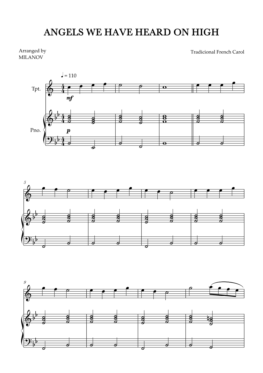 Angels We Have Heard on High | Christmas song | trumpet | easy beginner (arr. Milanov)