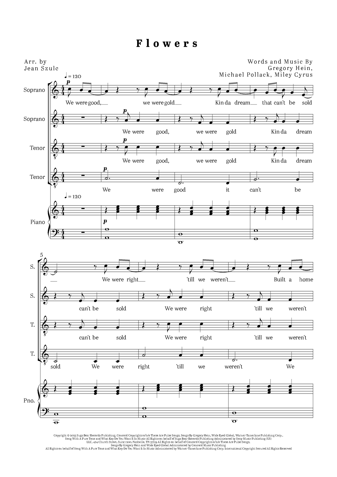 Flowers (arr. Jean Szulc)