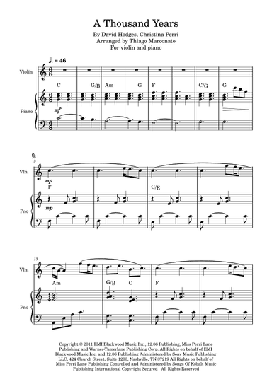 A Thousand Years (arr. Thiago Marconato)