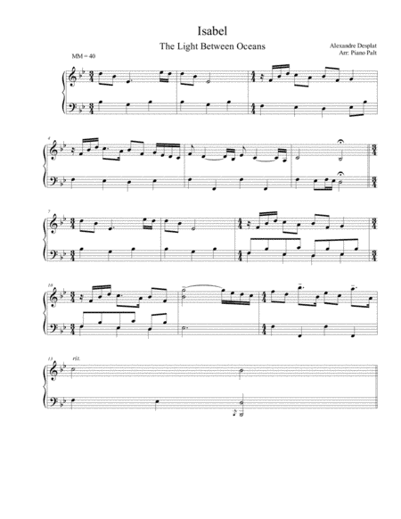 Isabel-the Light Between Oceans (arr. Piano Palt)