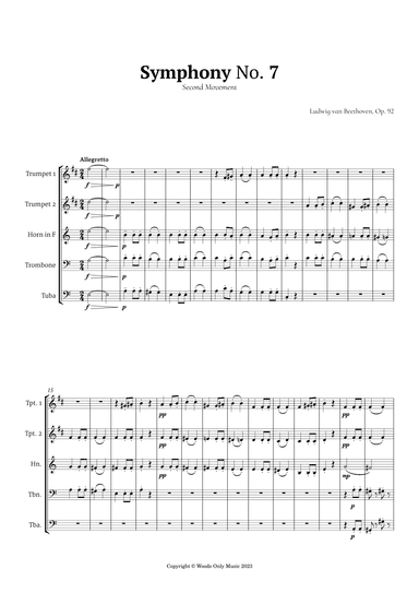 2nd Movement of Symphony No. 7 by Beethoven for Brass Quintet (arr. Ander)