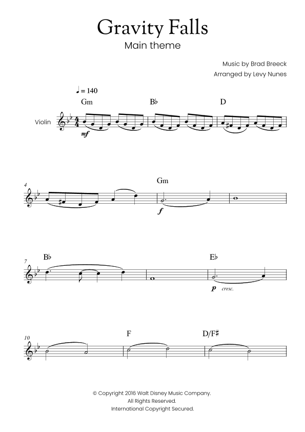 Gravity Falls (main Theme) (arr. Levy Nunes)